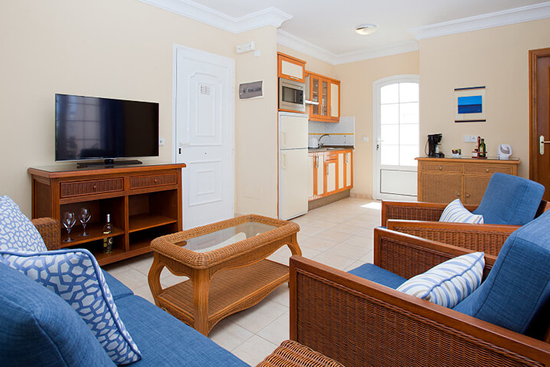 Typical living room and open-plan kitchen