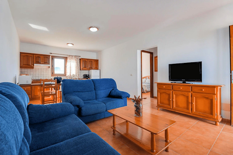 Typical living-dining room with open-plan kitchen