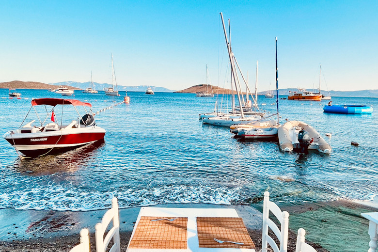 The bay in front of the hotel