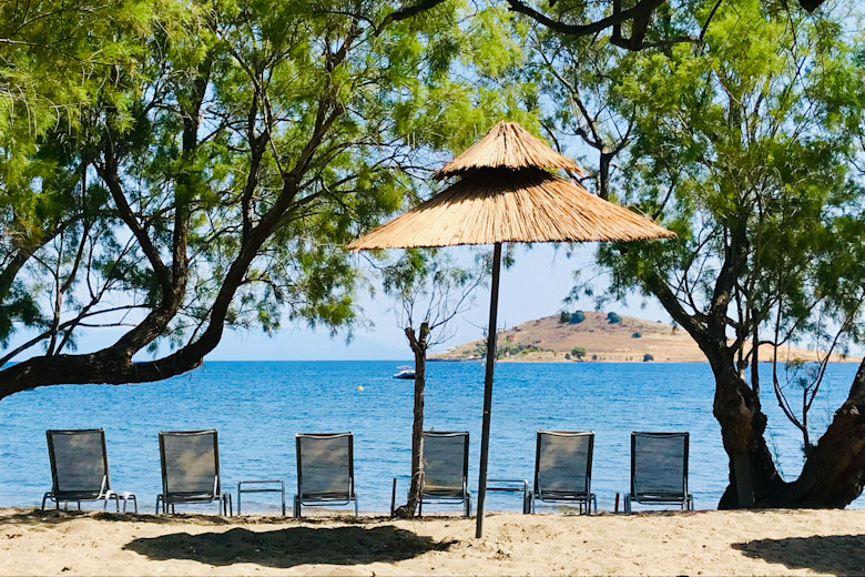 The beach in front of the hotel