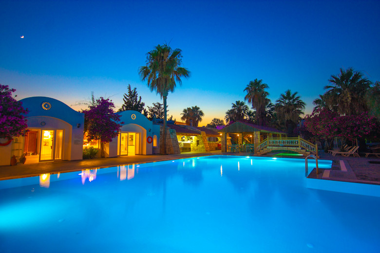 Evening ambience by the hotel pool