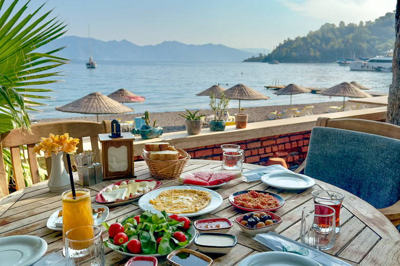 Breakfast overlooking the beach