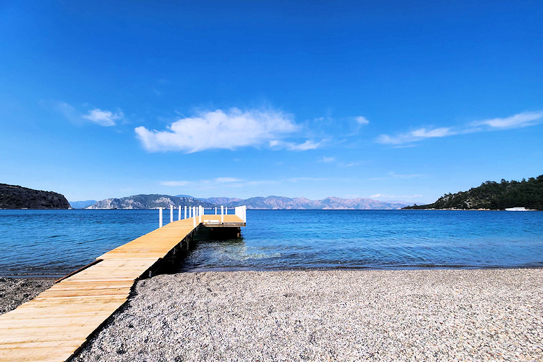 The hotel's private jetty