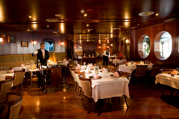 The elegant restaurant continues the nautical theme