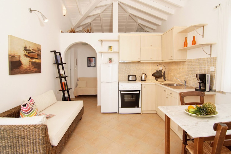 Kitchenette and dining area in one of the villas