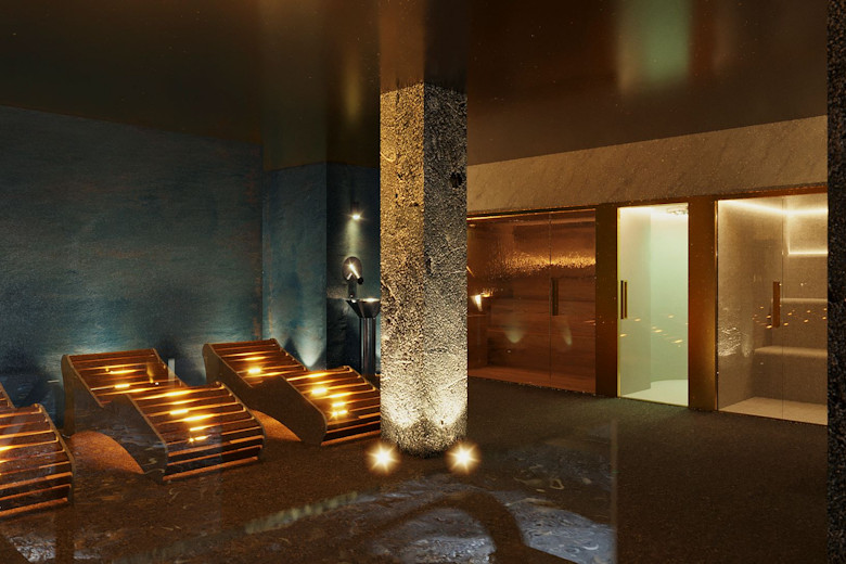 Spa area with steam room and sauna